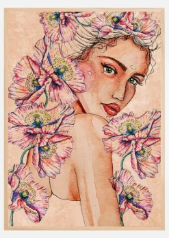 Woman wih Poppies Plakat (21x29.7 cm (A4))