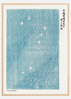 Woodblock Print Blue Plakat (21x29.7 cm (A4))