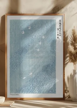 Woodblock Print Blue Plakat (21x29.7 cm (A4))