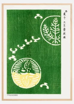 Woodblock Print Green Plakat (21x29.7 cm (A4))