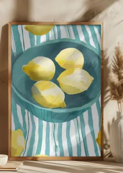 Zitronen in türkisfarbener Schale Plakat (21x29.7 cm (A4))